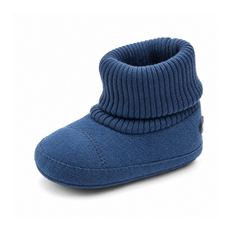 Blå babytossor med ribbad mudd och mjuk ovandel
