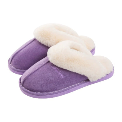 Innetofflor slip-on i lila med vitt, mjukt foder
