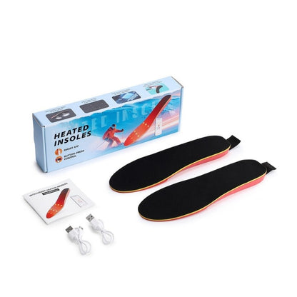 Uppladdningsbara värmesulor i svart och rött, komplett set med kabel.