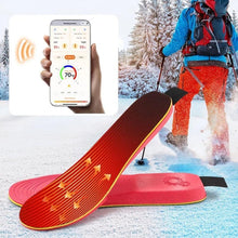 Värmesulor i rött och svart, appstyrning via mobil.